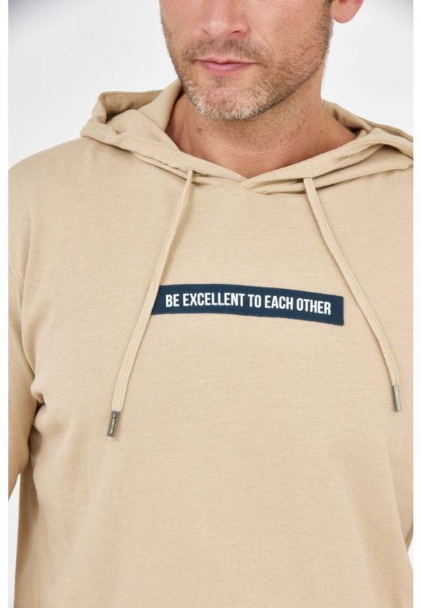 La Martina - LA MARTINA Beżowa bluza męska z kapturem, Rozmiar XL. Typ kołnierza: kaptur. Kolor: beżowy. Materiał: jersey