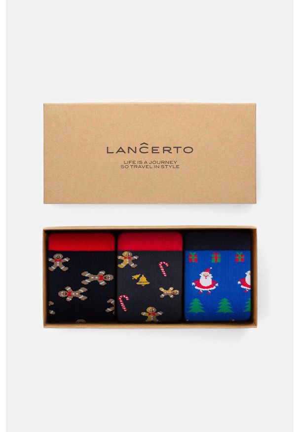 Lancerto - Zestaw 3 Par Skarpet Świątecznych. Materiał: elastan, bawełna, dzianina, poliamid. Wzór: aplikacja, kolorowy