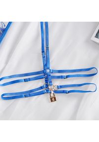 Intica - Bielizna komplet z haftem i koronką na wieczór Katsue. Kolor: niebieski. Materiał: koronka. Wzór: haft, koronka #3