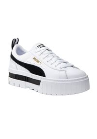 Puma - Skórzane Trampki Damskie Mayze. Kolor: biały. Materiał: skóra. Styl: sportowy