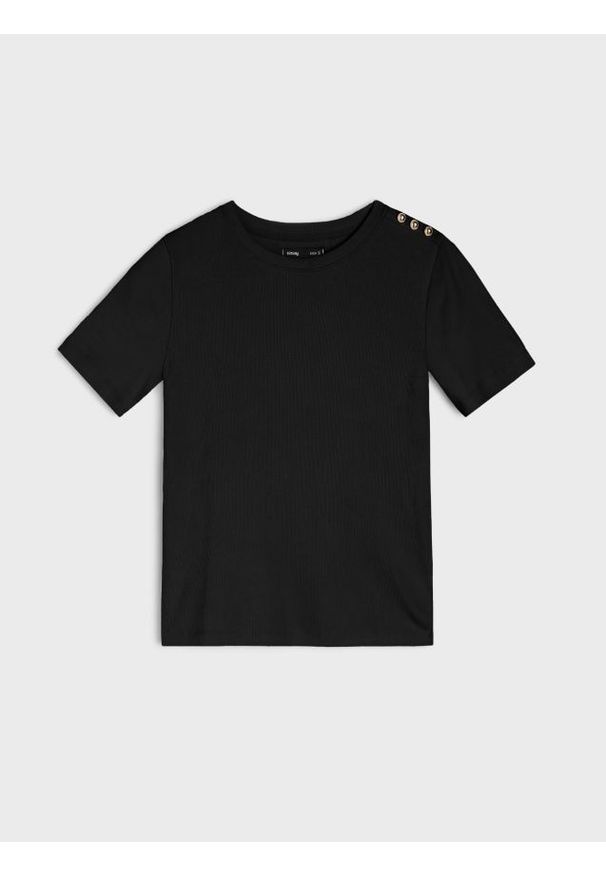 Sinsay - Koszulka z krótkim rękawem - czarny. Kolor: czarny. Długość rękawa: krótki rękaw. Długość: krótkie