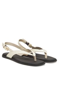 TOMMY HILFIGER - Tommy Hilfiger Sandały Color Block Thong Flat Sandal FW0FW08883 Écru. Materiał: skóra #6