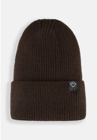 Volcano - Zimowa czapka damska beanie H-CHILLI. Materiał: skóra, akryl, dzianina. Wzór: ze splotem. Sezon: zima. Styl: klasyczny