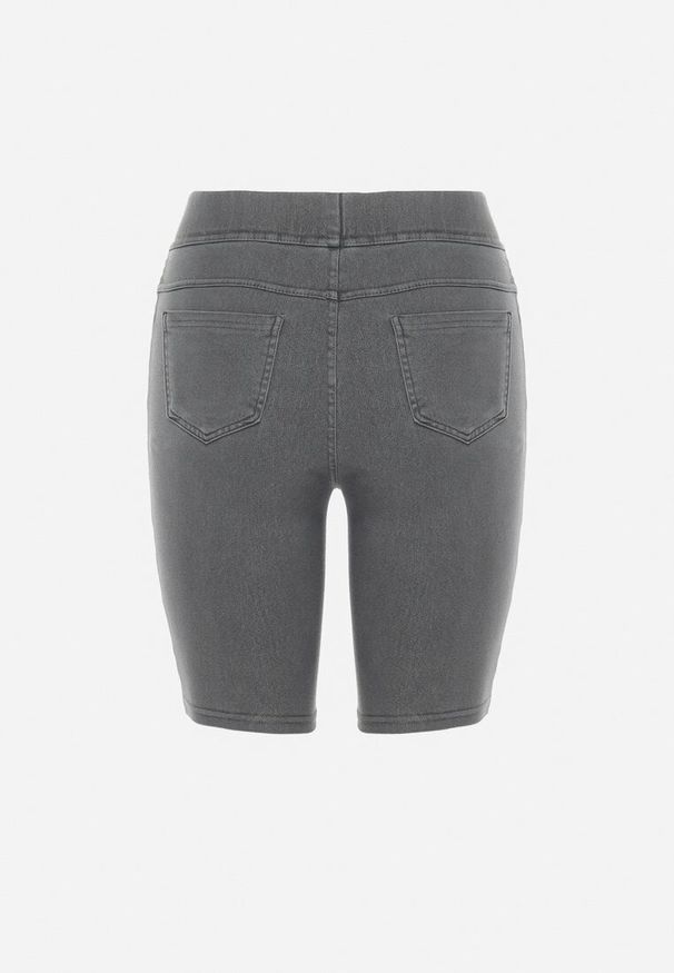 Born2be - Szare Szorty Jeansowe z Gumką w Pasie i Wysokim Stanem Kivolia. Okazja: na co dzień. Stan: podwyższony. Kolor: szary. Materiał: jeans. Sezon: lato. Styl: casual, elegancki