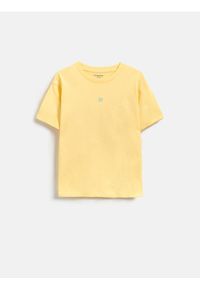 Reserved - Bawełniany t-shirt - żółty. Kolor: żółty. Materiał: bawełna #1