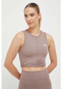 Guess top damski kolor brązowy. Kolor: brązowy. Materiał: dzianina. Styl: klasyczny