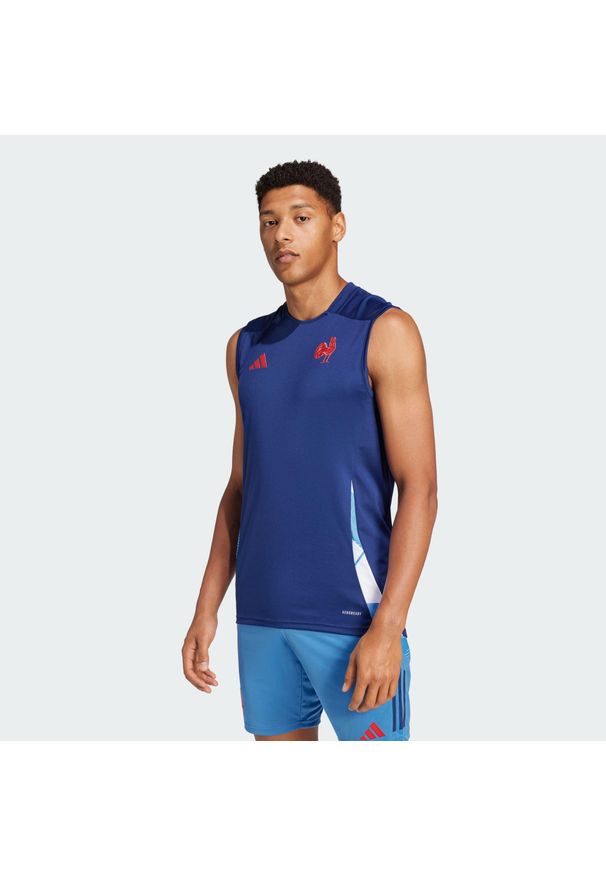 Adidas - Koszulka France Training Sleeveless. Kolor: niebieski. Materiał: materiał