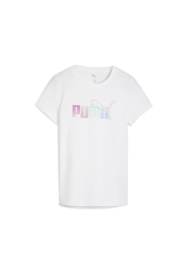 Puma - Damska koszulka z nakładającymi się na siebie grafikami PUMA. Kolor: biały. Sport: bieganie
