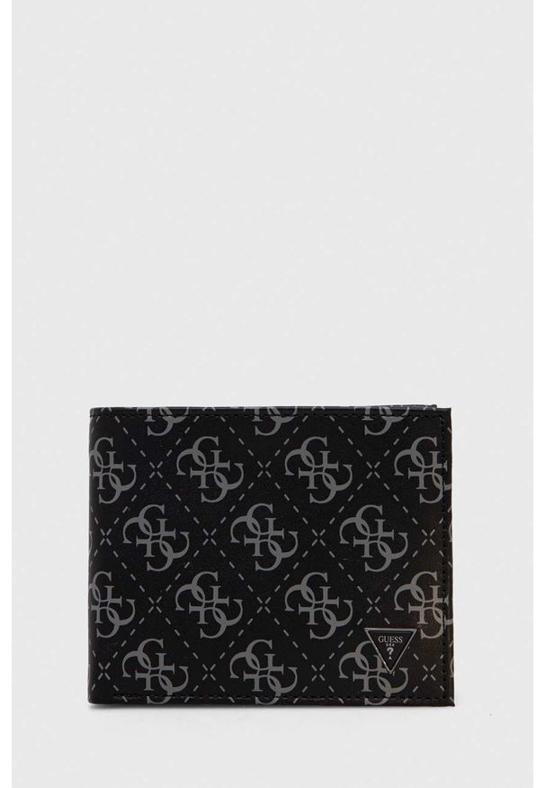 Guess portfel skórzany męski kolor czarny. Kolor: czarny. Materiał: skóra
