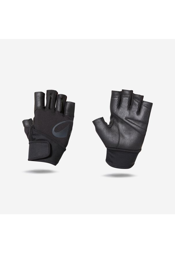 CORENGTH - Rękawiczki do treningu siłowego Domyos. Kolor: czarny. Materiał: zamsz, materiał. Sport: fitness