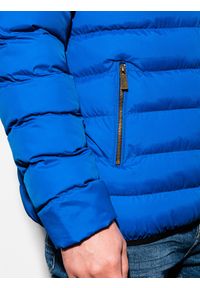 Ombre Clothing - Kurtka męska przejściowa - niebieska C384 - XL. Typ kołnierza: kaptur. Kolor: niebieski. Materiał: materiał, nylon, poliester. Sezon: wiosna #6