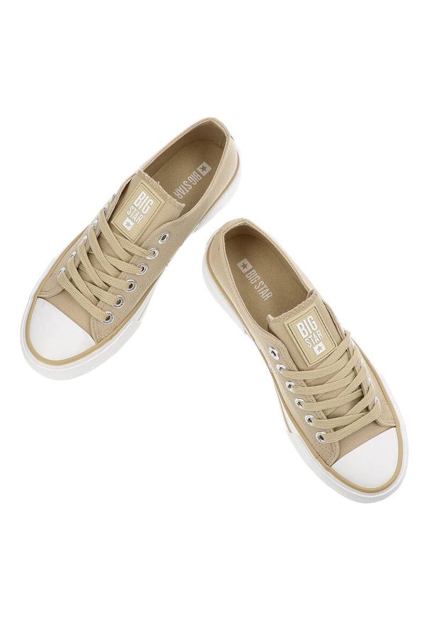 Big-Star - Beżowe Trampki Big Star Wygodne Sportowe Obuwie Damskie. Okazja: na co dzień. Kolor: beżowy. Materiał: materiał. Styl: sportowy