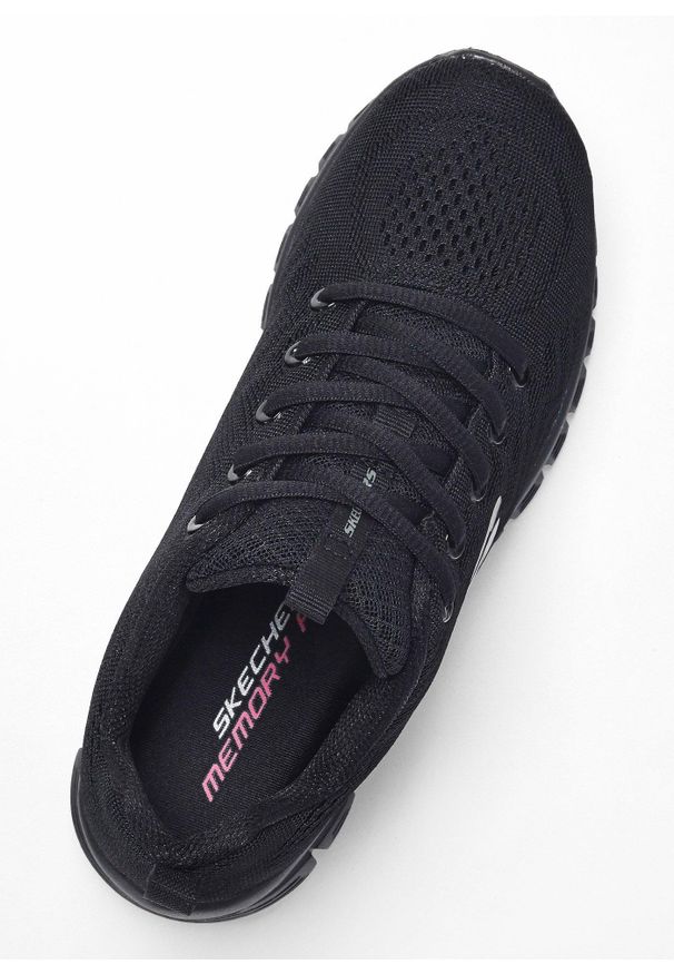 bonprix - Sneakersy marki Skechers z pianką memory. Kolor: czarny. Wzór: kolorowy