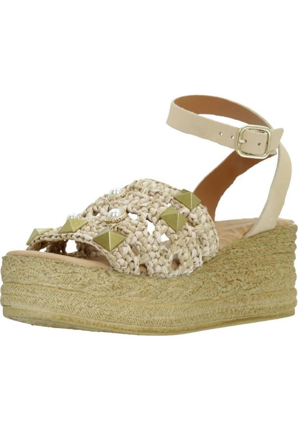 Sandały MTNG 50214M Beżowy. Kolor: beżowy. Materiał: tkanina. Sezon: lato