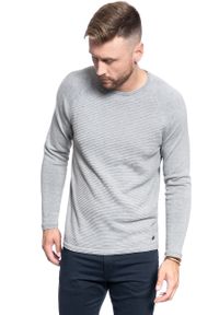 Mustang - SWETER MĘSKI MUSTANG Emil C Structure MID GREY MELANGE 1008255 4140