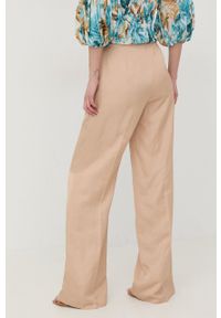 Marciano Guess spodnie z domieszką lnu damskie kolor beżowy szerokie high waist. Stan: podwyższony. Kolor: beżowy. Materiał: len #4