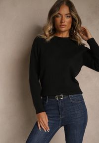 Renee - Czarny Sweter z Wełną ze Ściągaczami Furrive. Kolor: czarny. Materiał: wełna #3