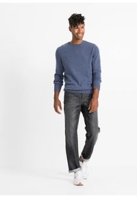 bonprix - Sweter z okrągłym dekoltem, z bawełną. Kolor: niebieski. Materiał: skóra, bawełna #3