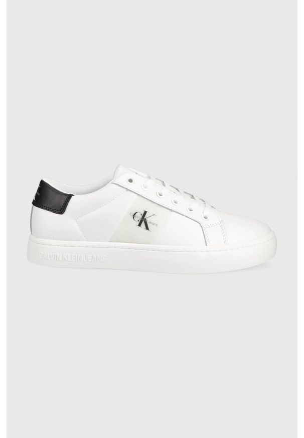 Calvin Klein Jeans buty YM0YM00318.0K8 kolor biały. Nosek buta: okrągły. Zapięcie: sznurówki. Kolor: biały. Materiał: poliester, skóra