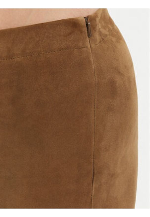 Serge Pariente Spodnie skórzane Strechy Vs Brązowy Slim Fit. Kolor: brązowy. Materiał: skóra