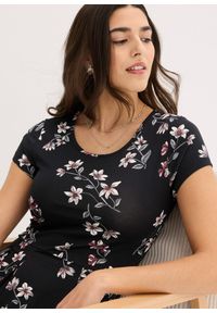 bonprix - Sukienka z dżerseju z mieszanki wiskozy. Kolor: czarny. Materiał: jersey, wiskoza. Długość rękawa: krótki rękaw. Wzór: nadruk, paski, gładki, grochy. Sezon: lato #3