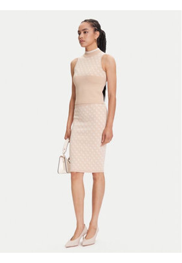 Guess Spódnica ołówkowa W4BD53 Z37K0 Beżowy Regular Fit. Kolor: beżowy. Materiał: syntetyk