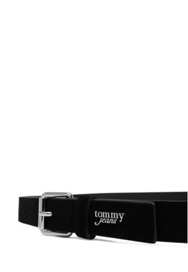 Tommy Jeans Pasek Damski Tjw Script Seude 3.0 AW0AW18503 Czarny. Kolor: czarny. Materiał: zamsz, skóra