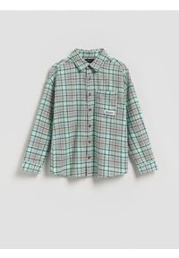 Reserved - Bawełniana koszula w kratę - jasnoturkusowy. Kolor: turkusowy. Materiał: bawełna #1