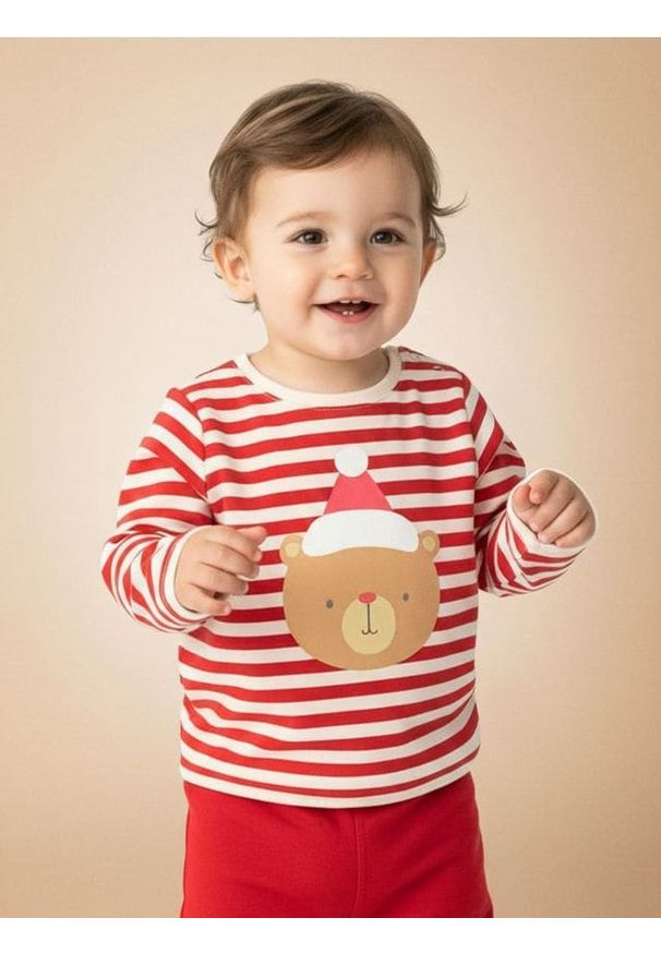 Sinsay - Bawełniana koszulka z nadrukiem świątecznym - kremowy. Kolor: kremowy. Materiał: bawełna. Wzór: nadruk. Styl: wizytowy