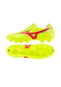 Buty piłkarskie męskie Mizuno Morelia Ii Club Md. Zapięcie: sznurówki. Kolor: szary, czerwony, wielokolorowy, żółty. Materiał: materiał, syntetyk. Szerokość cholewki: normalna. Sport: piłka nożna