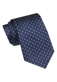 Modny Krawat Męski - Alties - Granatowy w Drobny Wzór. Kolor: niebieski. Materiał: tkanina. Styl: elegancki, wizytowy #1