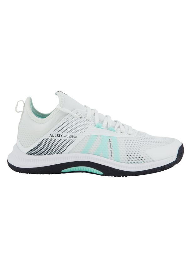 ALLSIX - Buty do siatkówki damskie Allsix FIT. Kolor: niebieski, zielony, biały, wielokolorowy. Materiał: kauczuk. Szerokość cholewki: normalna. Sport: siatkówka