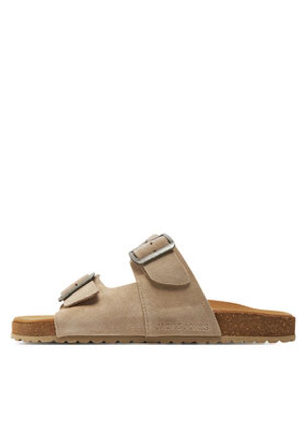 Jack & Jones - Jack&Jones Klapki Louis 12231428 Szary. Kolor: szary. Materiał: skóra