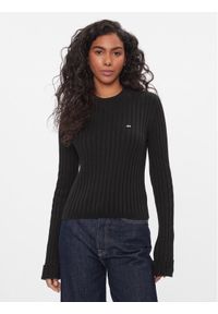 Tommy Jeans Sweter DW0DW15060 Czarny Slim Fit. Kolor: czarny. Materiał: bawełna