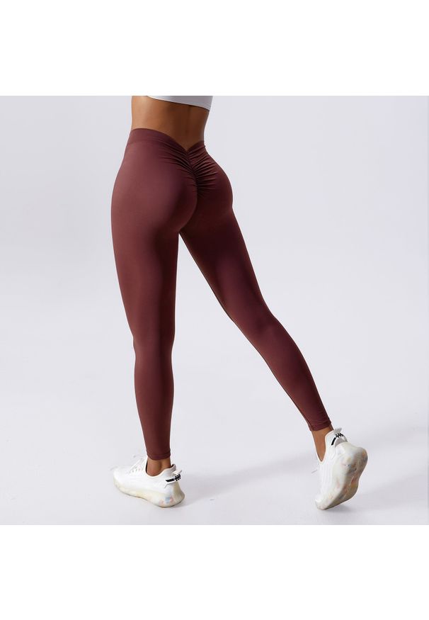 Intica - Legginsy z drapowaniem na trening i co dzień Ingedore. Kolor: czerwony. Materiał: materiał, skóra. Wzór: gładki. Sport: fitness