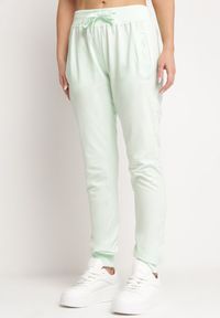 Born2be - Miętowe Spodnie Dresowe z Gumką w pasie i Troczkiem Halemia. Okazja: na co dzień. Kolor: miętowy. Materiał: dresówka. Długość: długie. Styl: casual, elegancki, sportowy #7