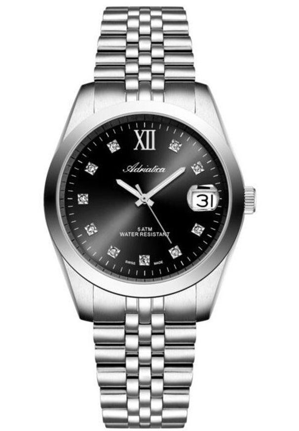 Zegarek damski Adriatica A3199.5184Q CYRKONIE srebrny. Kolor: srebrny