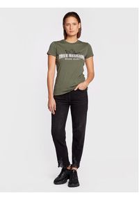 True Religion T-Shirt Buddha Stencil 205636 Zielony Slim Fit. Kolor: zielony. Materiał: bawełna