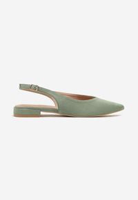 Renee - Jasnozielone Sandały Slingback Vices z Wkładką ze Skóry Naturalnej Annisae. Okazja: na spotkanie biznesowe. Zapięcie: sprzączka. Kolor: zielony. Materiał: skóra. Obcas: na obcasie. Styl: klasyczny, elegancki, biznesowy. Wysokość obcasa: niski #3