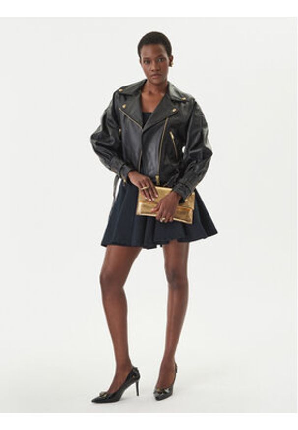Versace Jeans Couture Kurtka skórzana 80HAVP00 CP009 Czarny Loose Fit. Kolor: czarny. Materiał: skóra
