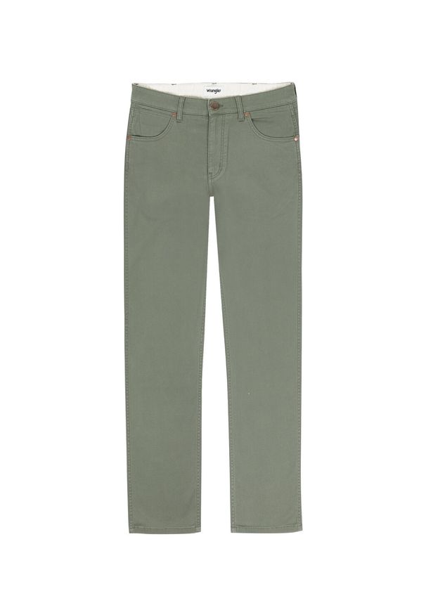 Wrangler - WRANGLER MĘSKIE SPODNIE MATERIAŁOWE GREENSBORO DUSTY OLIVE 112341466 W15Q018115. Materiał: materiał