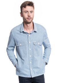 Lee - KOSZULA MĘSKA LEE WORKWEAR OVERSHIRT SUMMER WASH L68DIWES. Kolor: niebieski