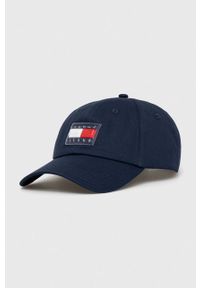 Tommy Jeans czapka z daszkiem bawełniana kolor granatowy wzorzysta. Kolor: niebieski. Materiał: bawełna
