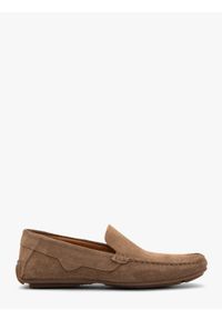 Ryłko - Brązowe mokasyny męskie wsuwane RALF. Zapięcie: bez zapięcia. Kolor: brązowy. Materiał: welur. Styl: street, elegancki, klasyczny