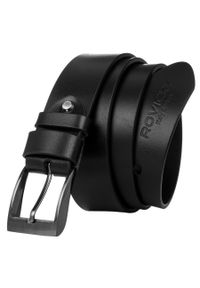 Pasek męski czarny ROVICKY-1 BLACK. Kolor: czarny. Materiał: skóra. Styl: klasyczny