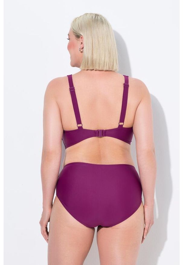 ULLA POPKEN - Damskie Bikini ozdobne klamry miękkie miseczki materiał pochodzący z recyklingu. Kolekcja: plus size. Kolor: różowy. Materiał: elastan, poliamid, materiał