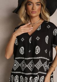 Renee - Czarny Komplet z Bawełny Spodnie o Szerokim Kroju i Koszula ze Wzorem Paisley Pavenn. Kolor: czarny. Materiał: bawełna. Wzór: paisley #4