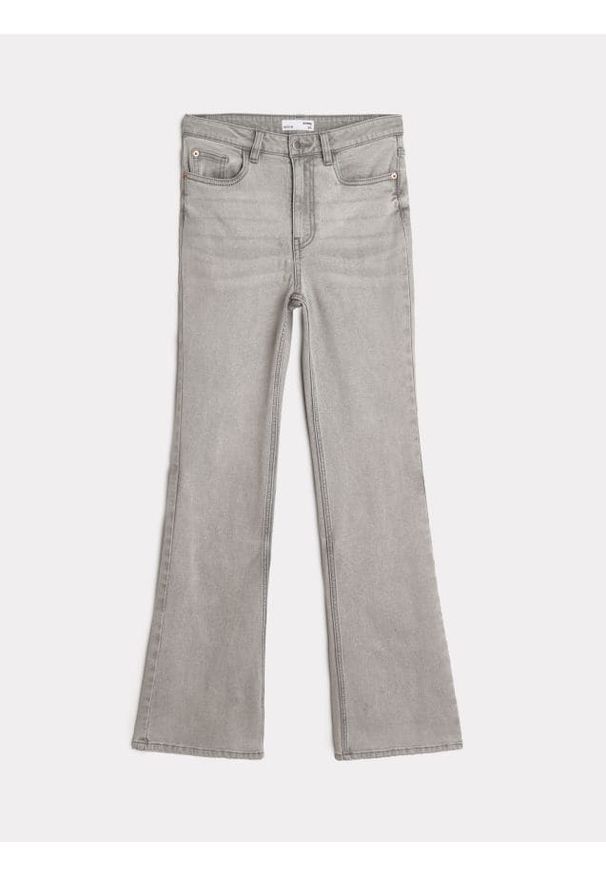 Sinsay - Jeansy flare mid waist - szary. Kolor: szary