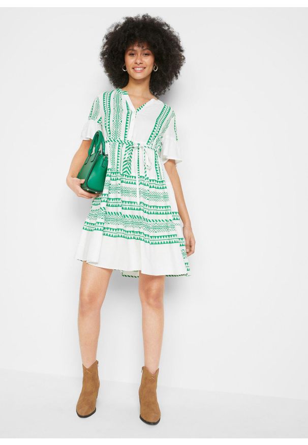 bonprix - Sukienka ciążowa i do karmienia ze zrównoważonej wiskozy. Kolekcja: moda ciążowa. Kolor: zielony. Materiał: wiskoza