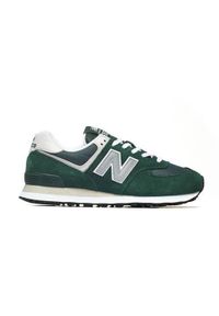 Buty do chodzenia męskie New Balance U574ESG. Zapięcie: sznurówki. Kolor: zielony. Materiał: skóra, tkanina, zamsz, materiał, syntetyk. Szerokość cholewki: normalna. Model: New Balance 574. Sport: turystyka piesza